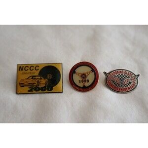 3 Corvette Club 1999 2000 National Council Pin Hat Lapel NCCC Looking Glass 1998